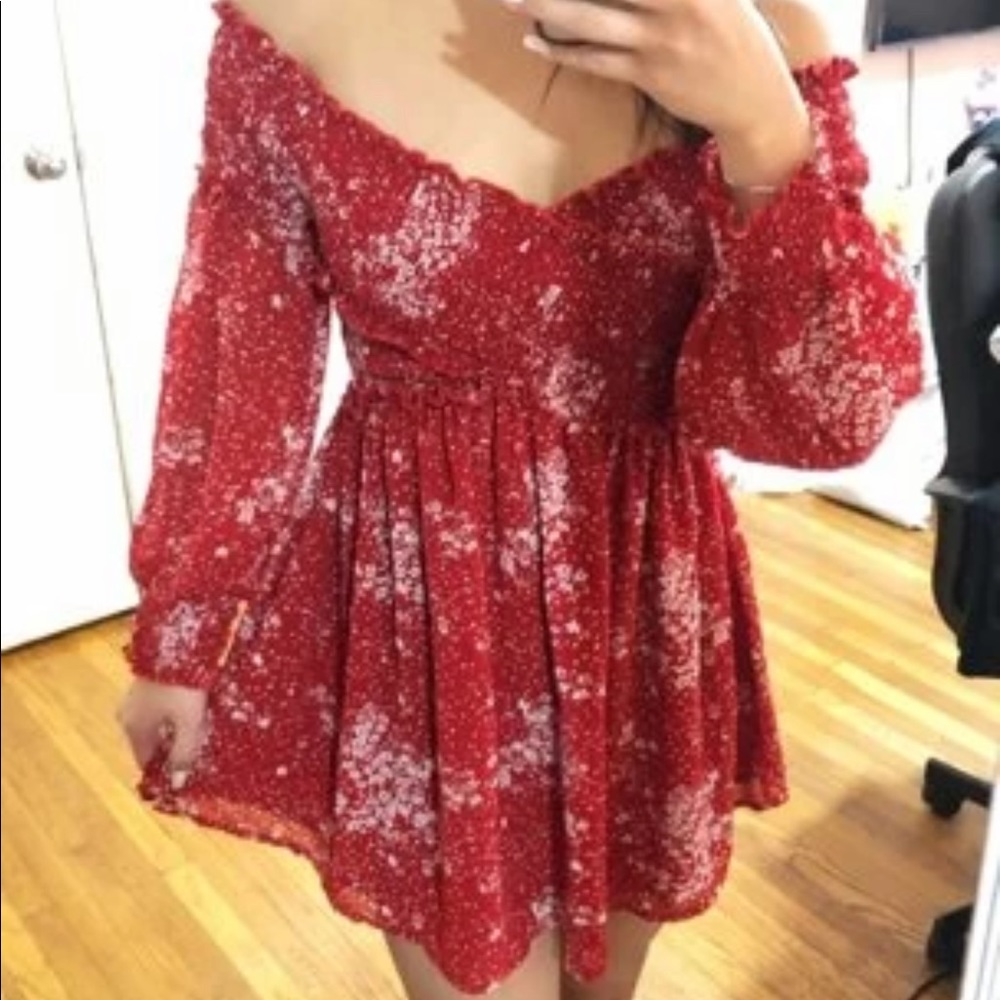 Cross Wrap Shirred Bodice Floral Dress - Picture 4 of 5